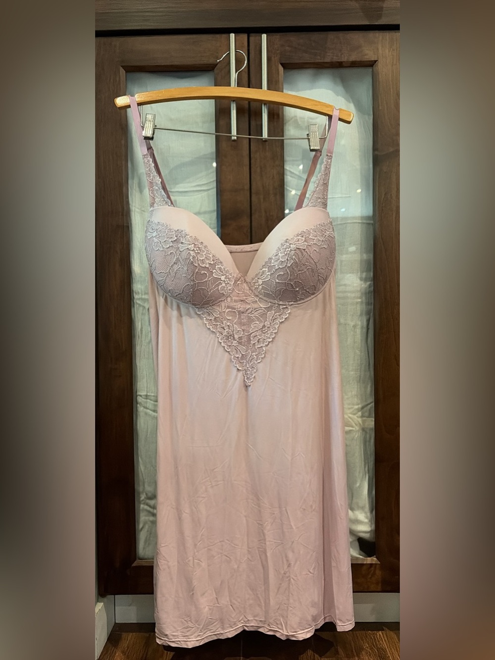 Women's Lace-Trim Slip Nightdress - Light Pink